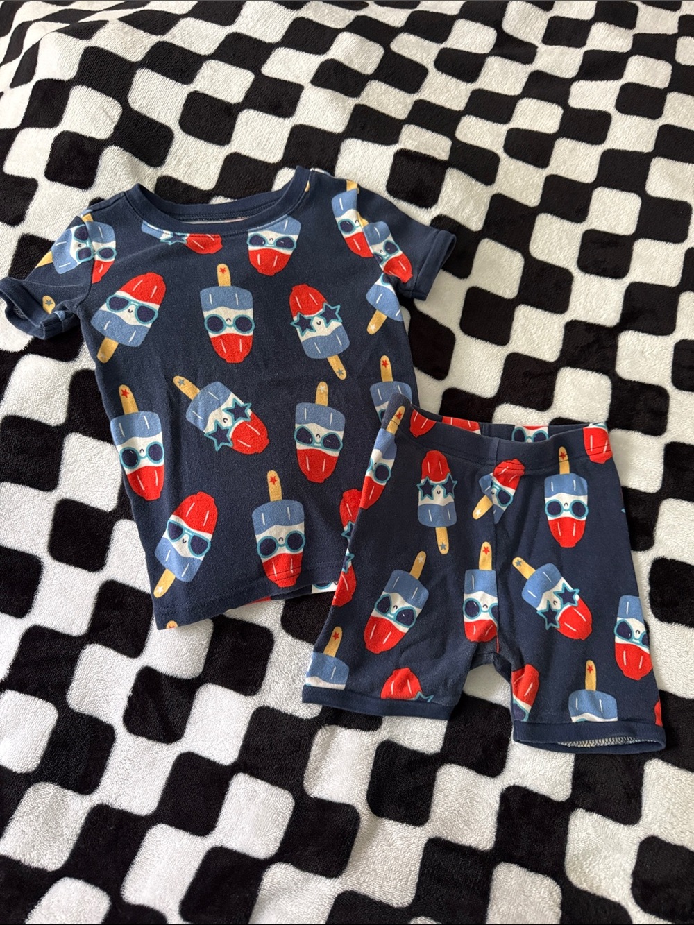 Kids Navy Blue Ice Pop Print Pajama Set